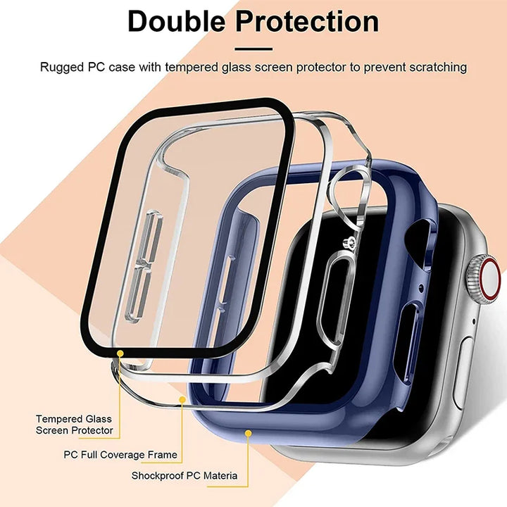 Tempered Glass+cover For Apple Watch