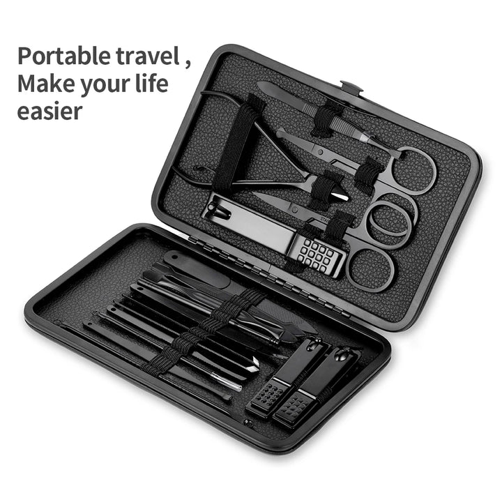 Black Nail Clipper Set Stainless Steel Manicure Nail