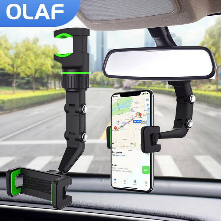 Auto Rearview Mirror Car Phone Holder 360°