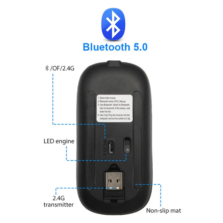 Wireless Mouse Rechargeable Bluetooth